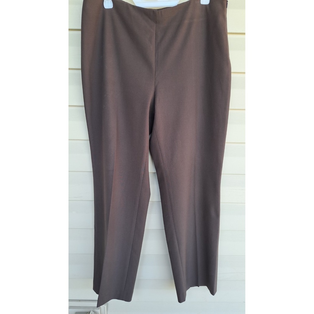 Talbots Brown Classic Straight Wide Legs High Rise Pants 12 P Stratch